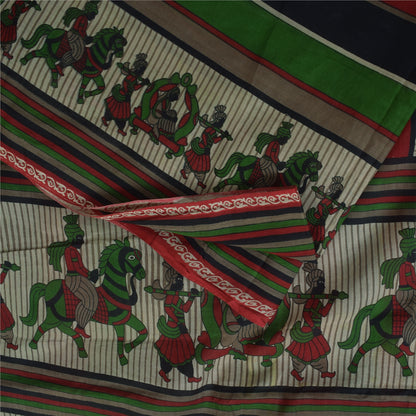 Санскритские винтажные сари из чистого хлопка Palan Queen Printed Sari 5+ ярдов Craft Sustainable Fabric