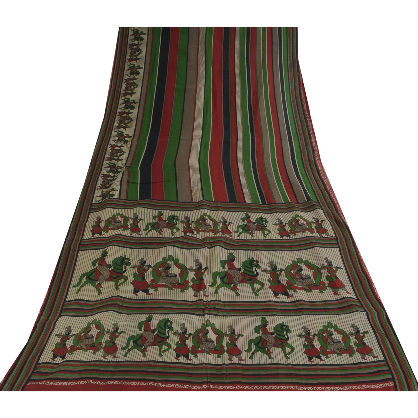 Санскритские винтажные сари из чистого хлопка Palan Queen Printed Sari 5+ ярдов Craft Sustainable Fabric