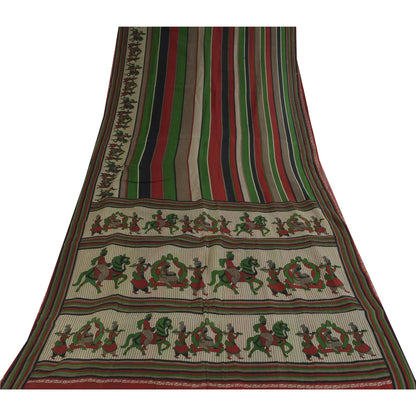 Санскритские винтажные сари из чистого хлопка Palan Queen Printed Sari 5+ ярдов Craft Sustainable Fabric