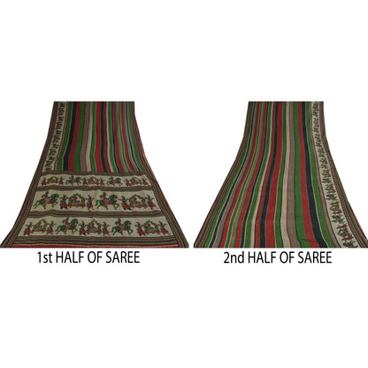 Санскритские винтажные сари из чистого хлопка Palan Queen Printed Sari 5+ ярдов Craft Sustainable Fabric