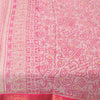 Sanskriti Vintage Sarees Pink/White Pure Cotton Printed Sari 5+yd Craft Sustainable Fabric