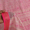 Sanskriti Vintage Sarees Pink/White Pure Cotton Printed Sari 5+yd Craft Sustainable Fabric
