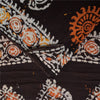 Sanskriti Vintage Sarees Orange/Brown Batik Work Pure Cotton Sari 5+yd Sustainable Fabric