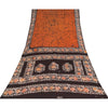 Sanskriti Vintage Sarees Orange/Brown Batik Work Pure Cotton Sari 5+yd Sustainable Fabric