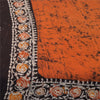 Sanskriti Vintage Sarees Orange/Brown Batik Work Pure Cotton Sari 5+yd Sustainable Fabric