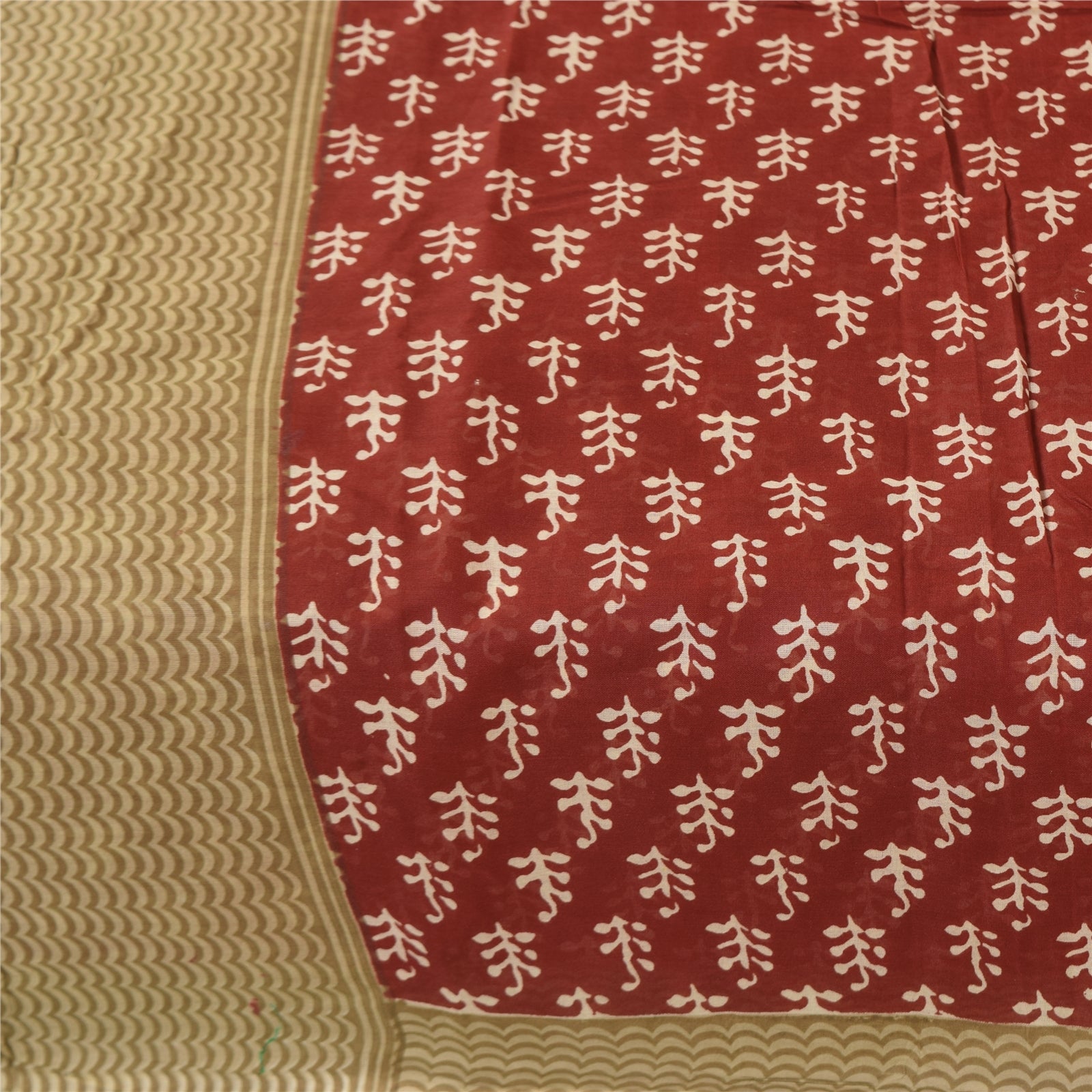 Sanskriti Vintage Sarees Red Hand Block Print Pure Cotton Sari 5yd Craft Sustainable Fabric