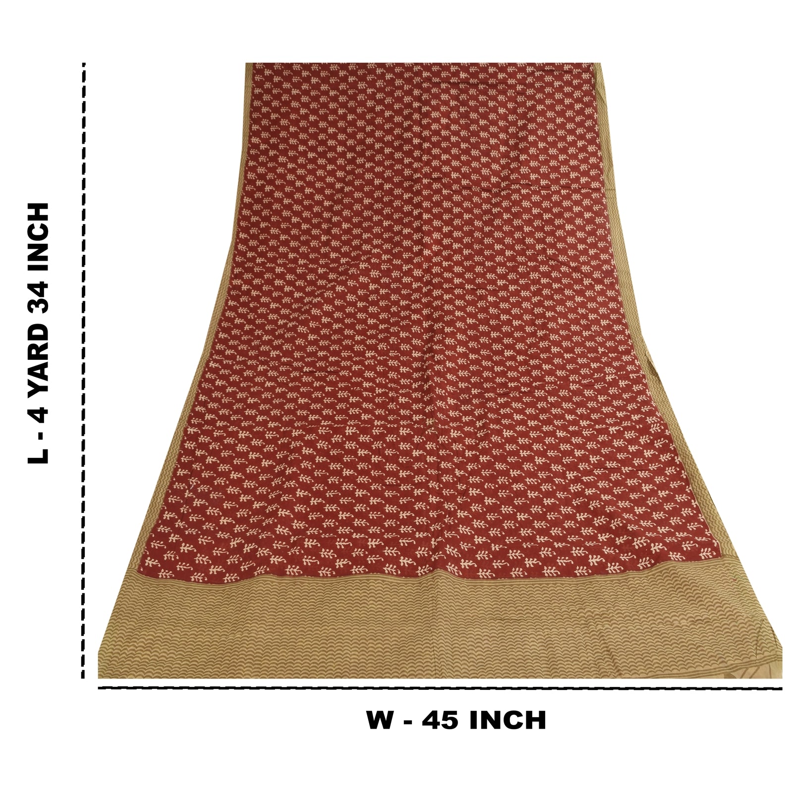 Sanskriti Vintage Sarees Red Hand Block Print Pure Cotton Sari 5yd Craft Sustainable Fabric