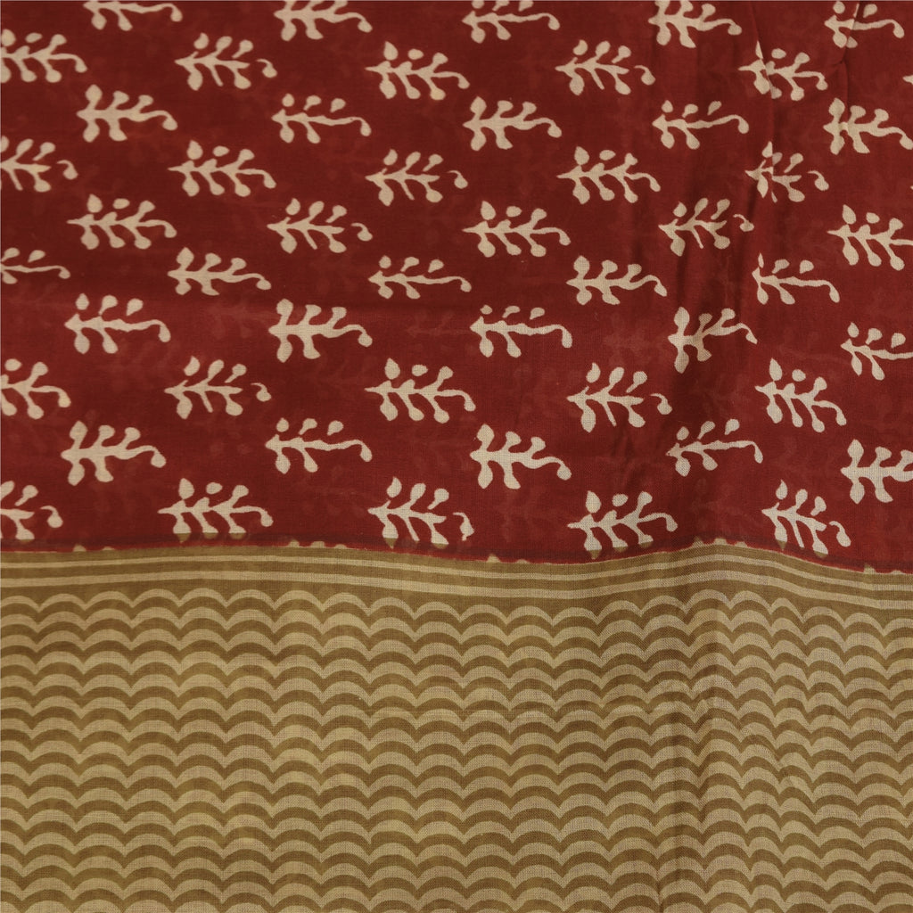 Sanskriti Vintage Sarees Red Hand Block Print Pure Cotton Sari 5yd Craft Sustainable Fabric