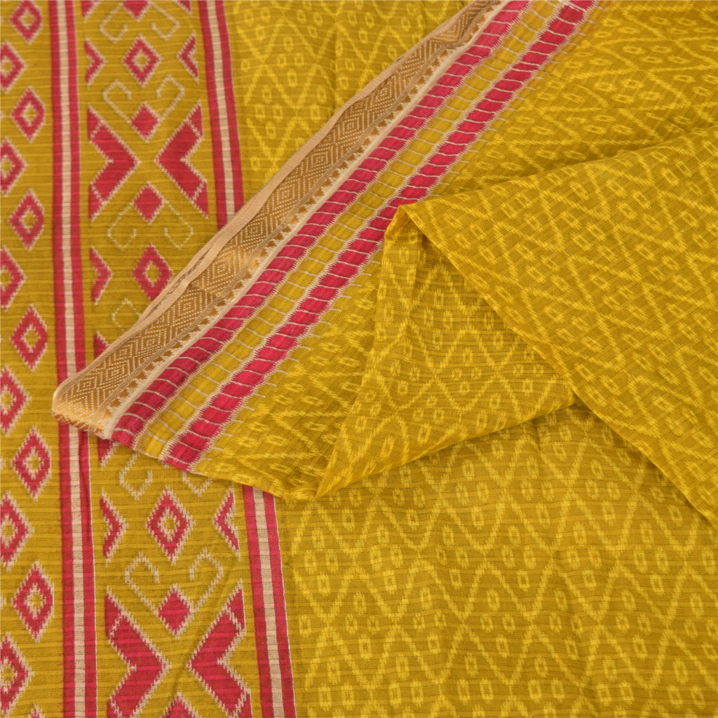 Sanskriti Vintage Sarees Indian Green Pure Cotton Printed Sari 6+yd Craft Sustainable Fabric