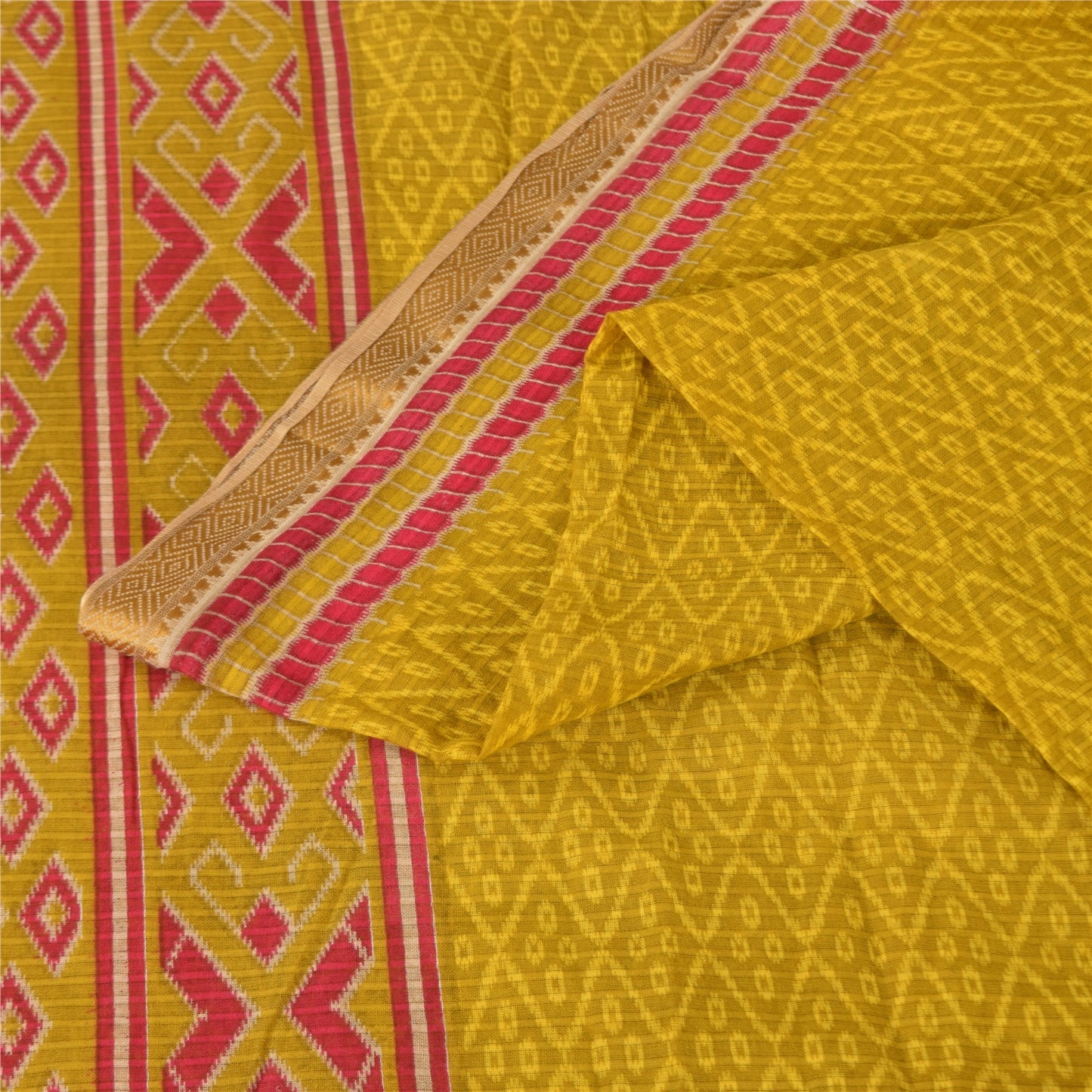 Sanskriti Vintage Sarees Indian Green Pure Cotton Printed Sari 6+yd Craft Sustainable Fabric