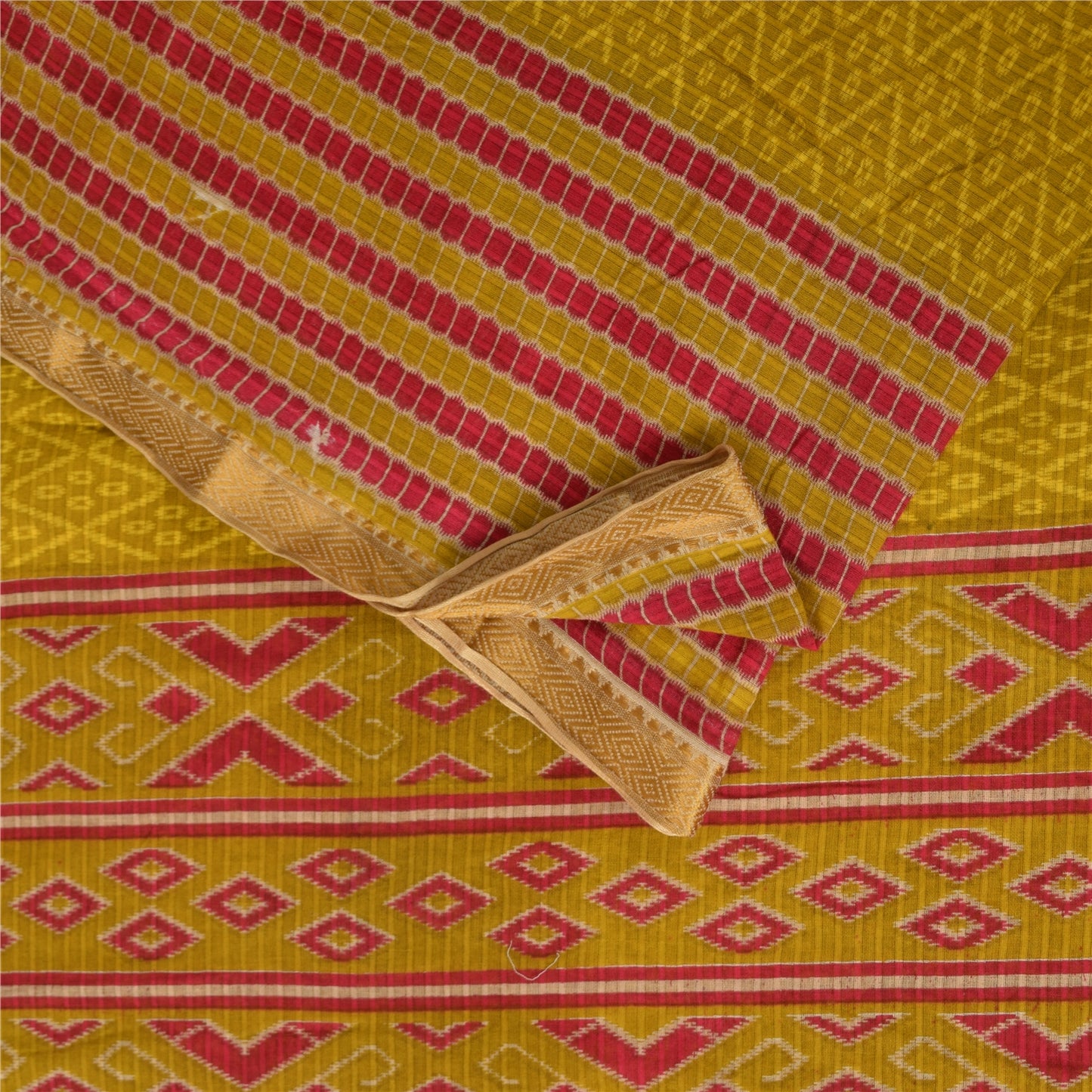 Sanskriti Vintage Sarees Indian Green Pure Cotton Printed Sari 6+yd Craft Sustainable Fabric