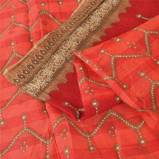 Санскритские винтажные сари индийское коралловое чистое хлопковое сари с принтом 5+ ярдов ткань для рукоделия из экологически чистой ткани