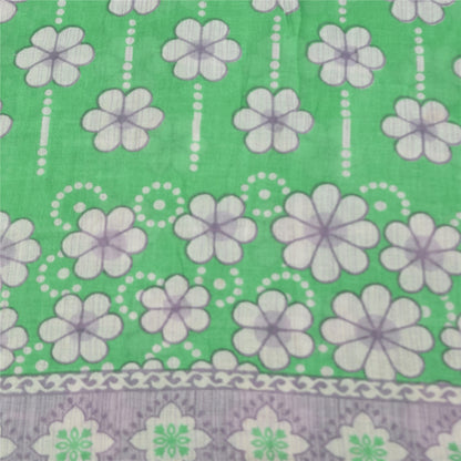 Санскритские винтажные сари индийское зеленое чистое хлопковое сари с принтом 5+ ярдов ткань для рукоделия из экологически чистой ткани