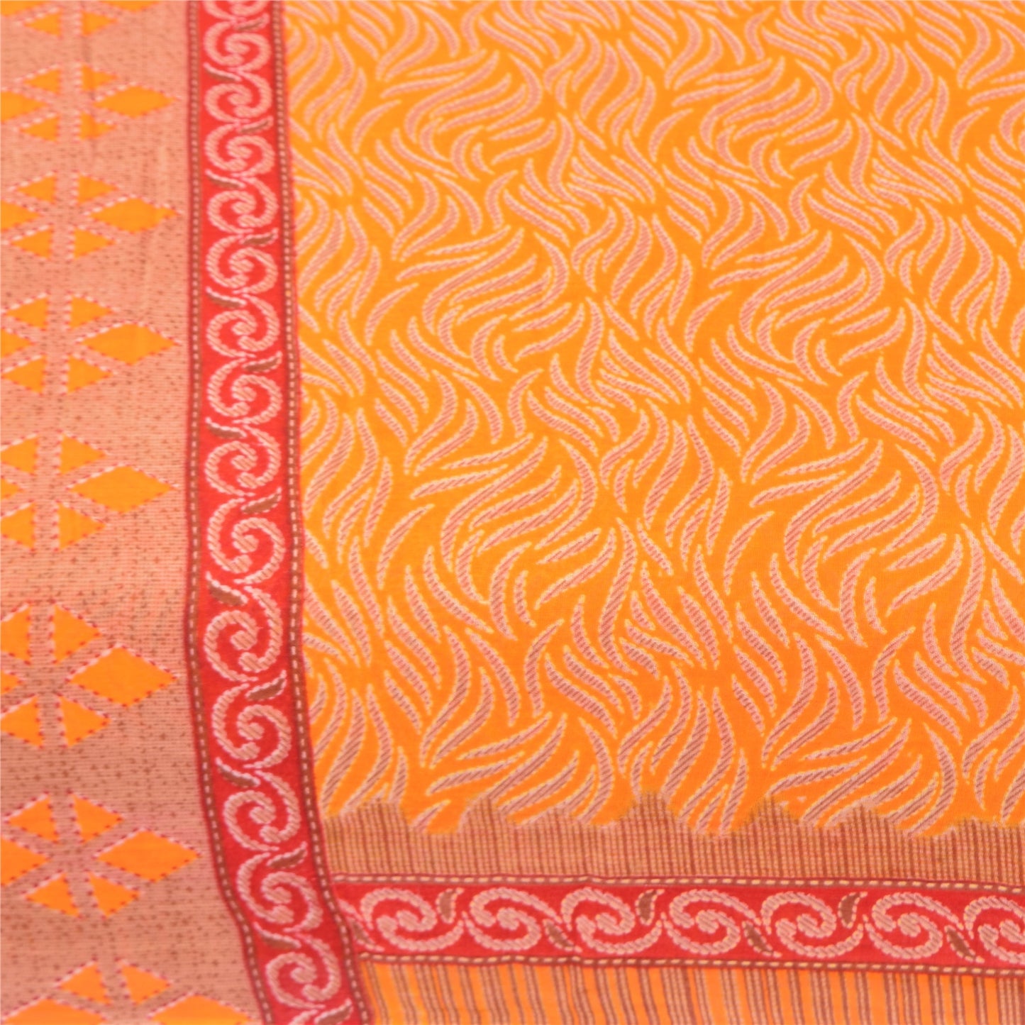 Санскритские винтажные сари индийское желтое чистое хлопковое сари с принтом 5+ ярдов ткань для рукоделия из экологически чистой ткани