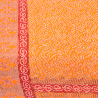 Санскритские винтажные сари индийское желтое чистое хлопковое сари с принтом 5+ ярдов ткань для рукоделия из экологически чистой ткани