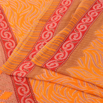 Санскритские винтажные сари индийское желтое чистое хлопковое сари с принтом 5+ ярдов ткань для рукоделия из экологически чистой ткани