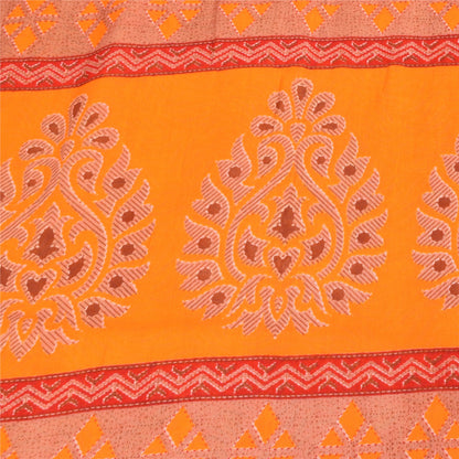 Санскритские винтажные сари индийское желтое чистое хлопковое сари с принтом 5+ ярдов ткань для рукоделия из экологически чистой ткани