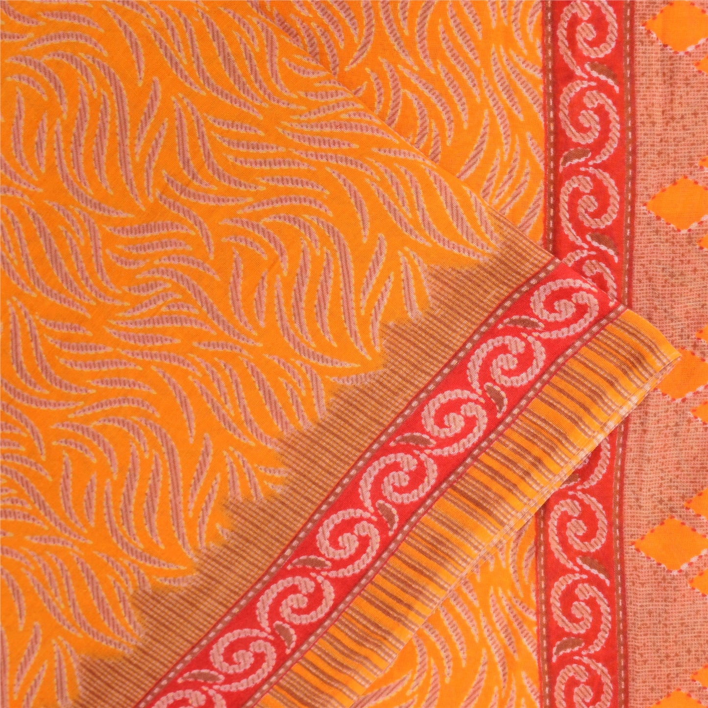 Санскритские винтажные сари индийское желтое чистое хлопковое сари с принтом 5+ ярдов ткань для рукоделия из экологически чистой ткани