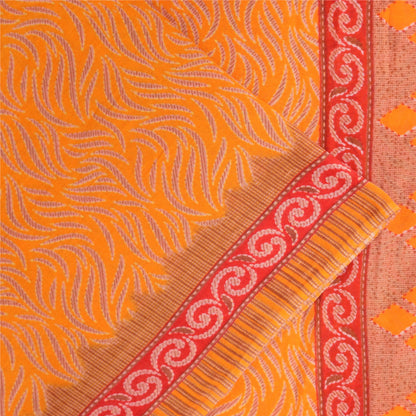 Санскритские винтажные сари индийское желтое чистое хлопковое сари с принтом 5+ ярдов ткань для рукоделия из экологически чистой ткани