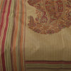 Sanskriti Vintage Sarees Beige 100% Pure Cotton Printed Sari 5+yd Craft Sustainable Fabric