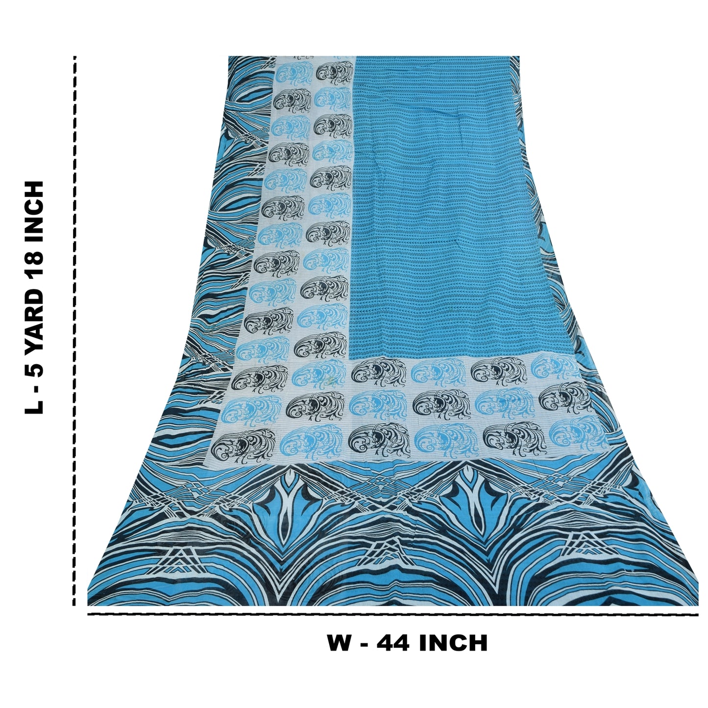 Санскритские винтажные сари индийское синее чистое хлопковое сари с принтом 5+ ярдов ткань для рукоделия из экологически чистой ткани