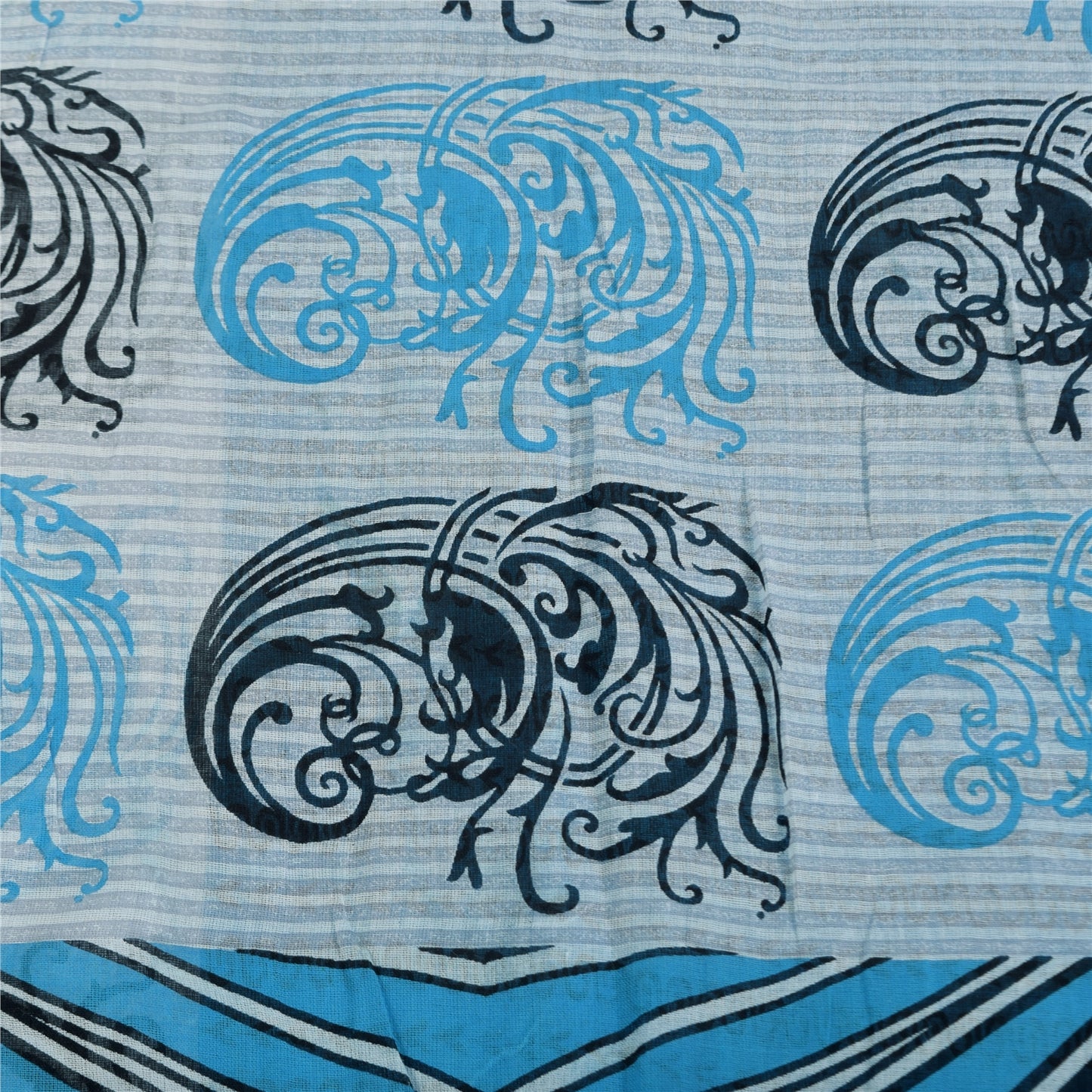 Санскритские винтажные сари индийское синее чистое хлопковое сари с принтом 5+ ярдов ткань для рукоделия из экологически чистой ткани