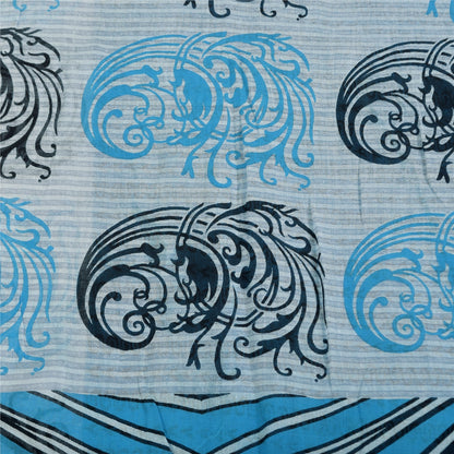Санскритские винтажные сари индийское синее чистое хлопковое сари с принтом 5+ ярдов ткань для рукоделия из экологически чистой ткани