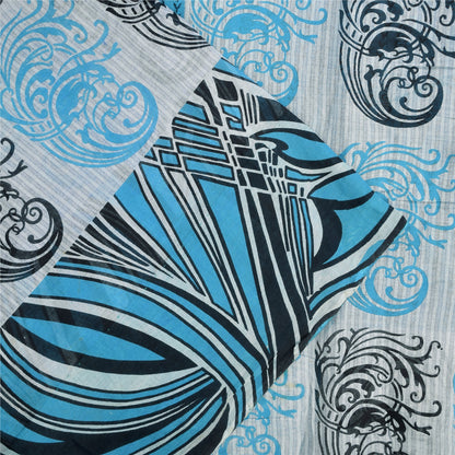 Санскритские винтажные сари индийское синее чистое хлопковое сари с принтом 5+ ярдов ткань для рукоделия из экологически чистой ткани