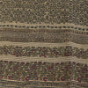 Sanskriti Vintage Sarees Indian Ivory Pure Cotton Printed Sari 5+yd Craft Sustainable Fabric