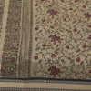 Sanskriti Vintage Sarees Indian Ivory Pure Cotton Printed Sari 5+yd Craft Sustainable Fabric