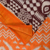 Sanskriti Vintage Sarees Brown & Orange Pure Cotton Ikat Print Sari 5+yd Sustainable Fabric