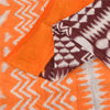 Sanskriti Vintage Sarees Brown & Orange Pure Cotton Ikat Print Sari 5+yd Sustainable Fabric