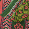 Sanskriti Vintage Sarees Indian Green Pure Cotton Printed Sari 5+yd Craft Sustainable Fabric