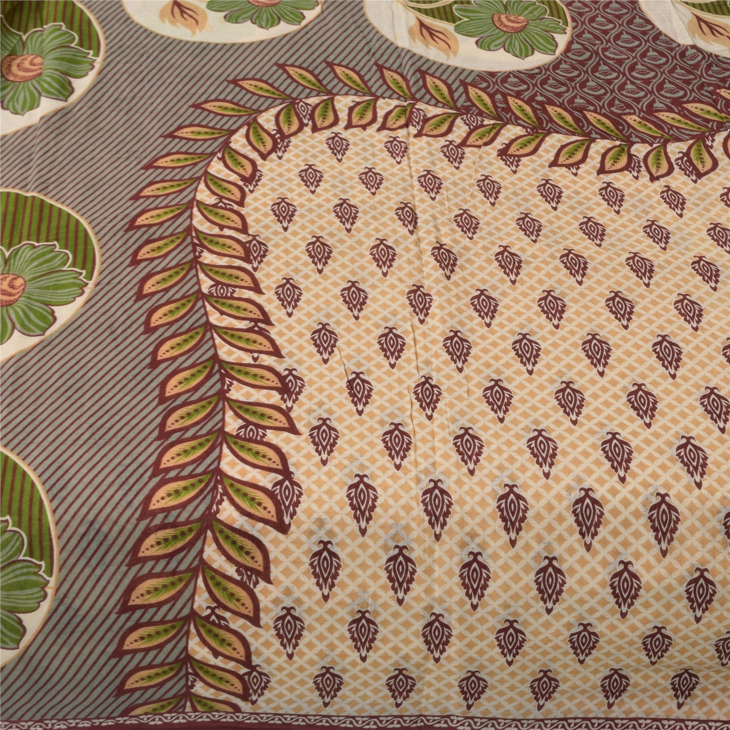 Sanskriti Vintage Sarees Indian Peach Pure Cotton Printed Sari 5+yd Craft Sustainable Fabric