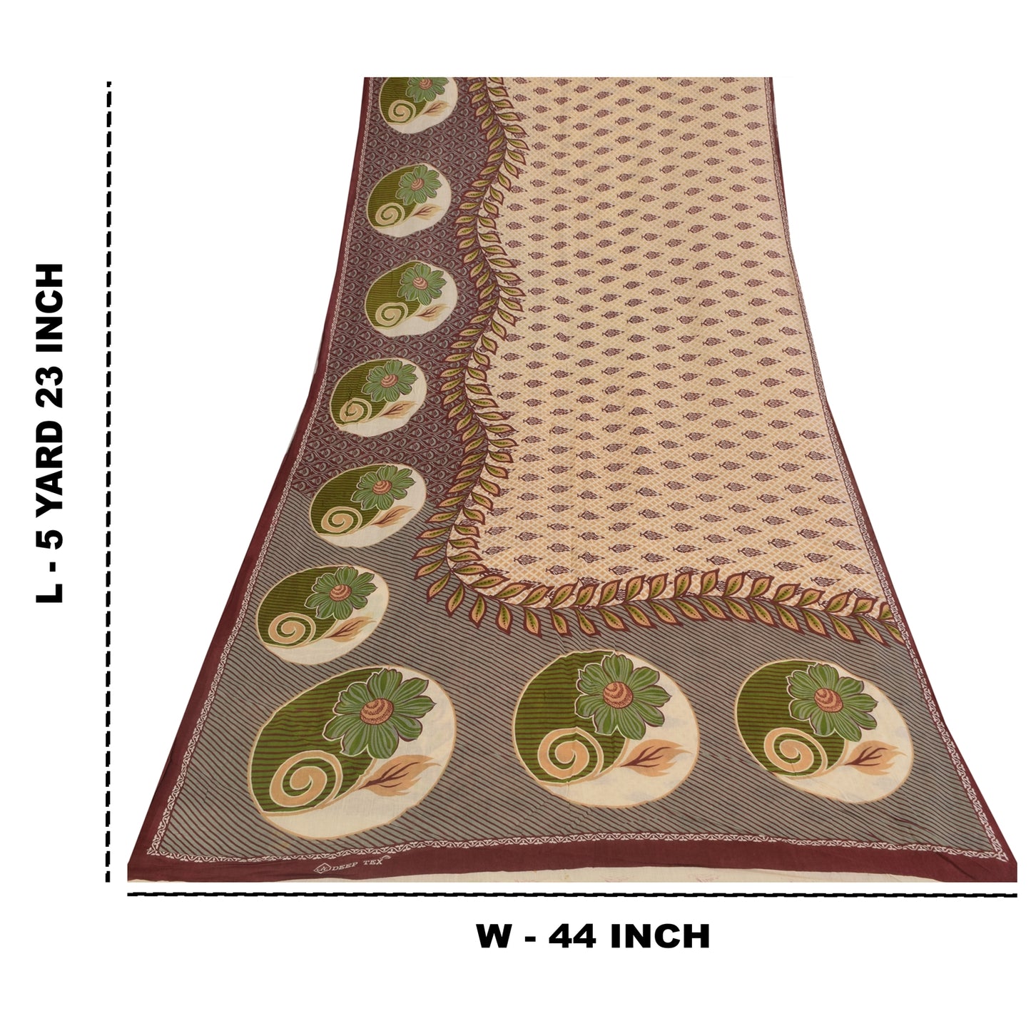 Sanskriti Vintage Sarees Indian Peach Pure Cotton Printed Sari 5+yd Craft Sustainable Fabric