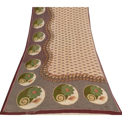 Sanskriti Vintage Sarees Indian Peach Pure Cotton Printed Sari 5+yd Craft Sustainable Fabric