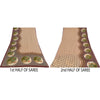 Sanskriti Vintage Sarees Indian Peach Pure Cotton Printed Sari 5+yd Craft Sustainable Fabric