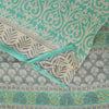 Sanskriti Vintage Sarees Sea-Green Pure Cotton Printed Sari 5+yd Craft Sustainable Fabric