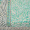 Sanskriti Vintage Sarees Sea-Green Pure Cotton Printed Sari 5+yd Craft Sustainable Fabric