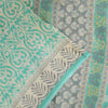 Sanskriti Vintage Sarees Sea-Green Pure Cotton Printed Sari 5+yd Craft Sustainable Fabric