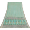 Sanskriti Vintage Sarees Sea-Green Pure Cotton Printed Sari 5+yd Craft Sustainable Fabric