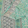Sanskriti Vintage Sarees Sea-Green Pure Cotton Printed Sari 5+yd Craft Sustainable Fabric