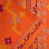 Sanskriti Vintage Sarees Indian Orange Pure Cotton Print Sari 5+yd Craft Sustainable Fabric