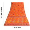 Sanskriti Vintage Sarees Indian Orange Pure Cotton Print Sari 5+yd Craft Sustainable Fabric