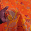 Sanskriti Vintage Sarees Indian Orange Pure Cotton Print Sari 5+yd Craft Sustainable Fabric
