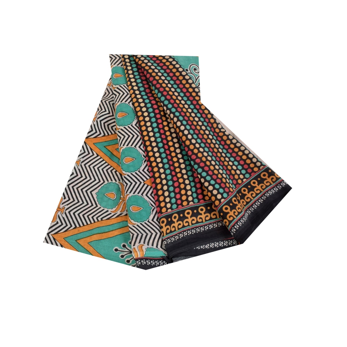 Sanskriti Vintage Sarees Indian Black Pure Cotton Printed Sari 5+yd Craft Sustainable Fabric