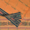 Sanskriti Vintage Sarees Orange Pure Cotton Ikat Hand Woven Sari Craft Sustainable Fabric