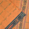 Sanskriti Vintage Sarees Orange Pure Cotton Ikat Hand Woven Sari Craft Sustainable Fabric