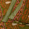 Sanskriti Vintage Sarees Green 100% Pure Cotton Printed Sari 5+yd Craft Sustainable Fabric
