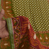 Sanskriti Vintage Sarees Green 100% Pure Cotton Printed Sari 5+yd Craft Sustainable Fabric